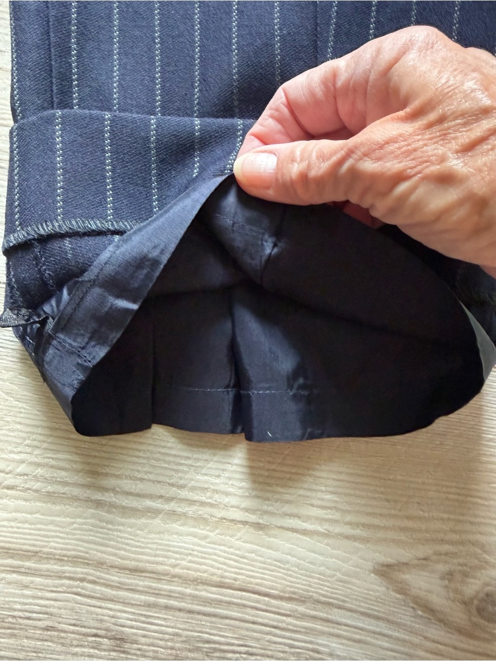 Lauren Ralph Lauren Women’s Navy Wool Pinstriped Trouser Pants Size 16W - Picture 9 of 15